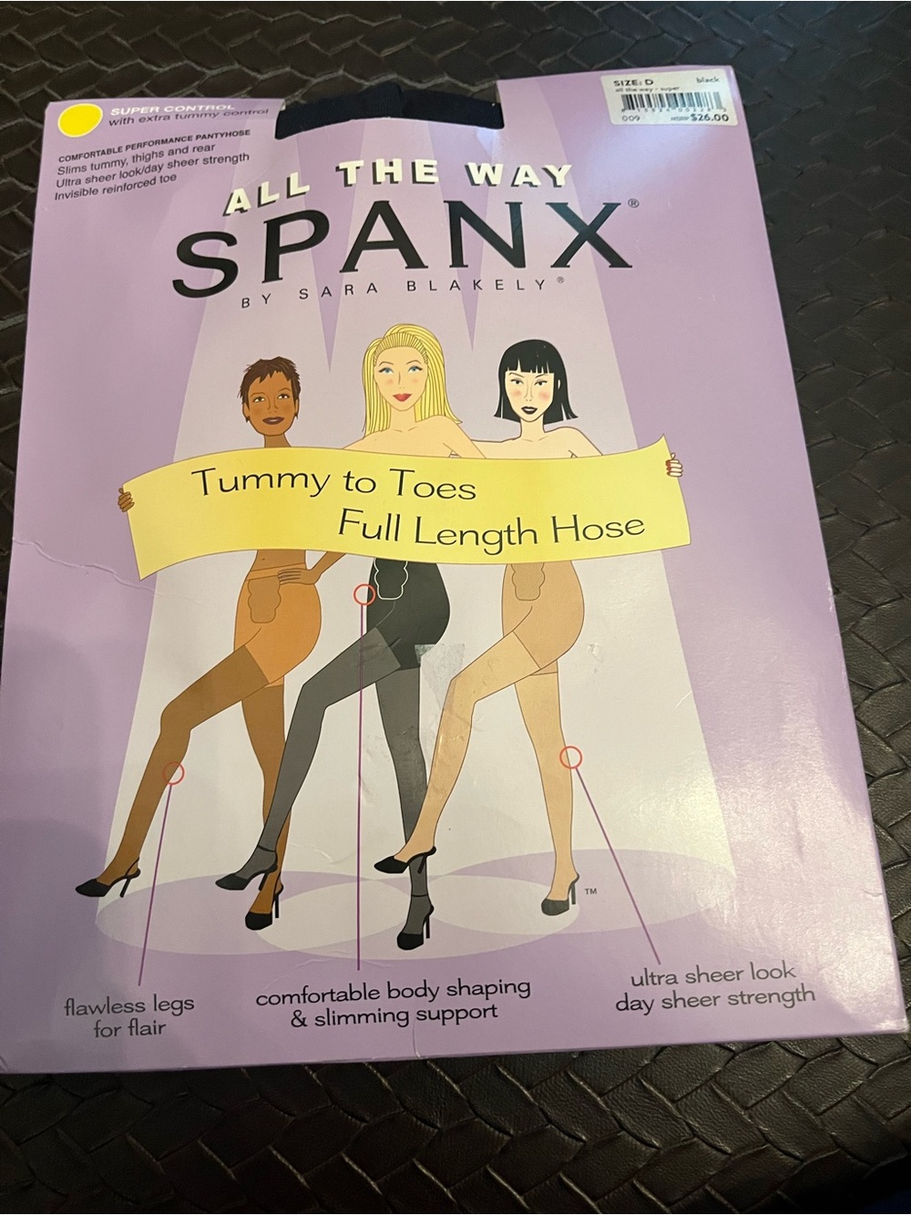 Spanx Tummy to Toes Full Length PantyHose Size D Black (Open Pack)
